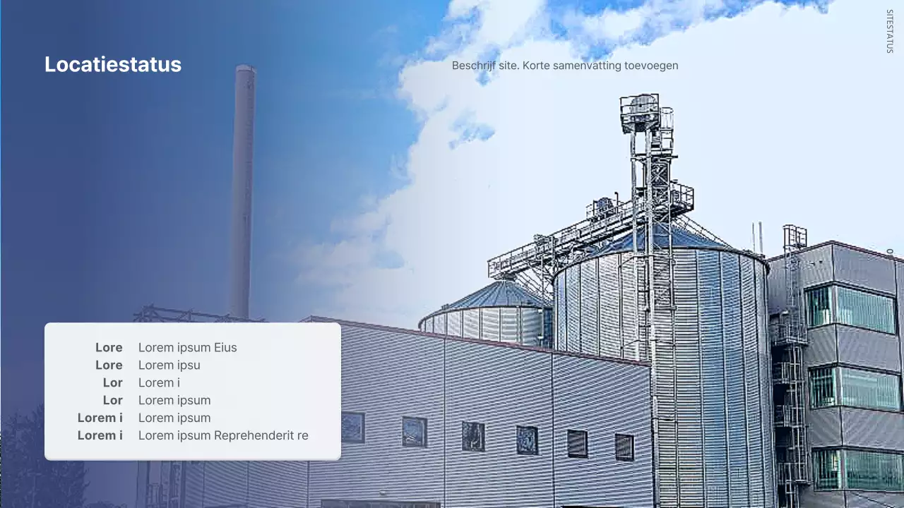 Bedrijfs sollicitatiebrief met een moderne fabriek in zwart-wit en marineblauw