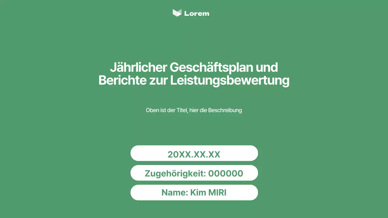 Ein einfacher Geschäftsplan und ein Bewertungsbericht in Grün