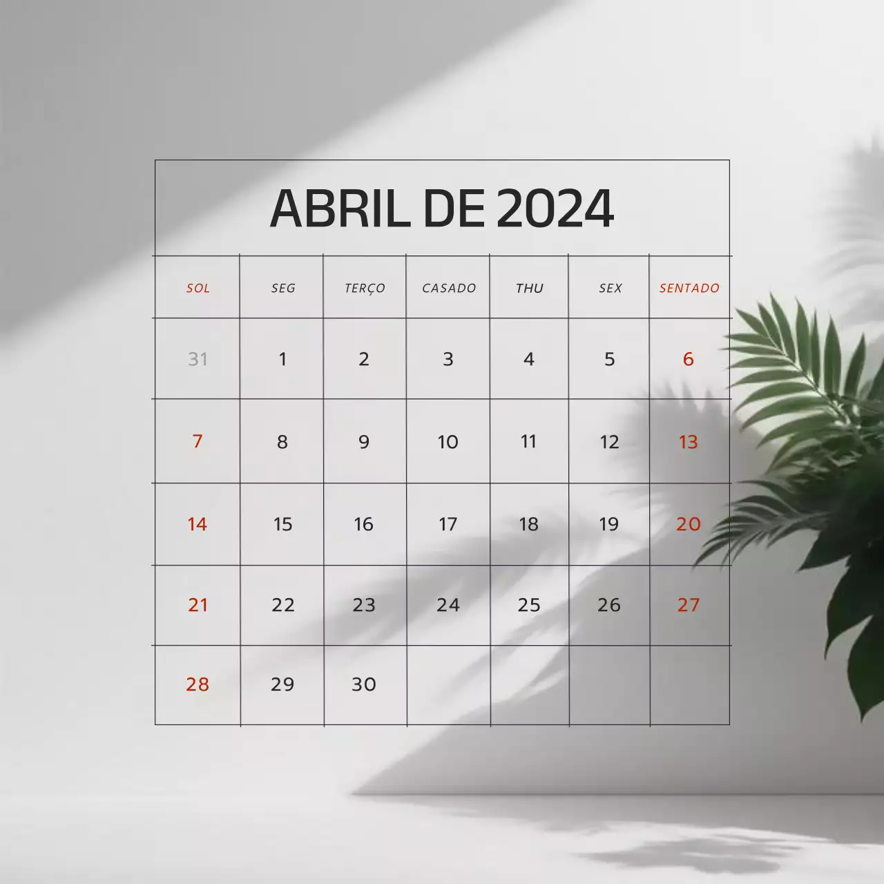 Bege e cinzento minimalista neutro tendências da primavera Calendário de abril