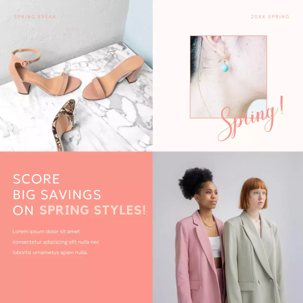 Postagem de mídia social de promoção de primavera verde e elegante