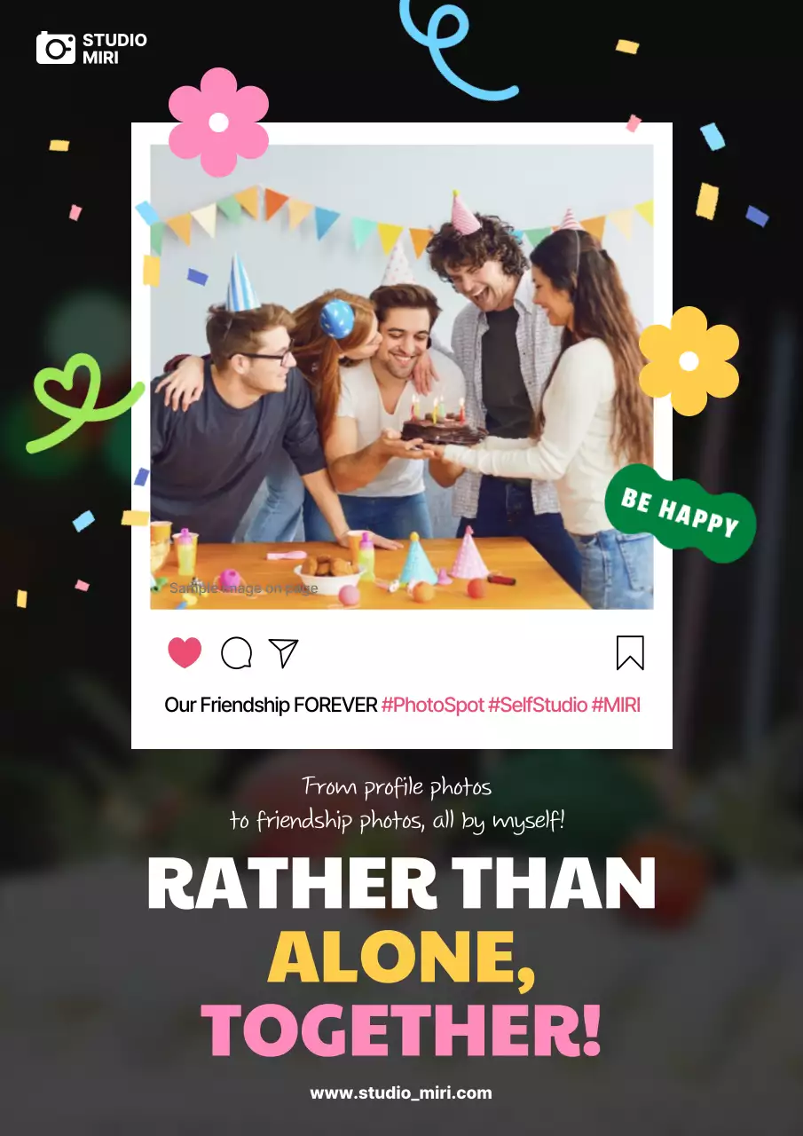 Self-studio ad in black and white