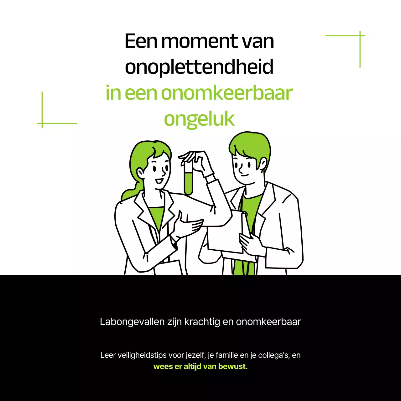 Modern, limoengroen trainingsmateriaal voor labveiligheid