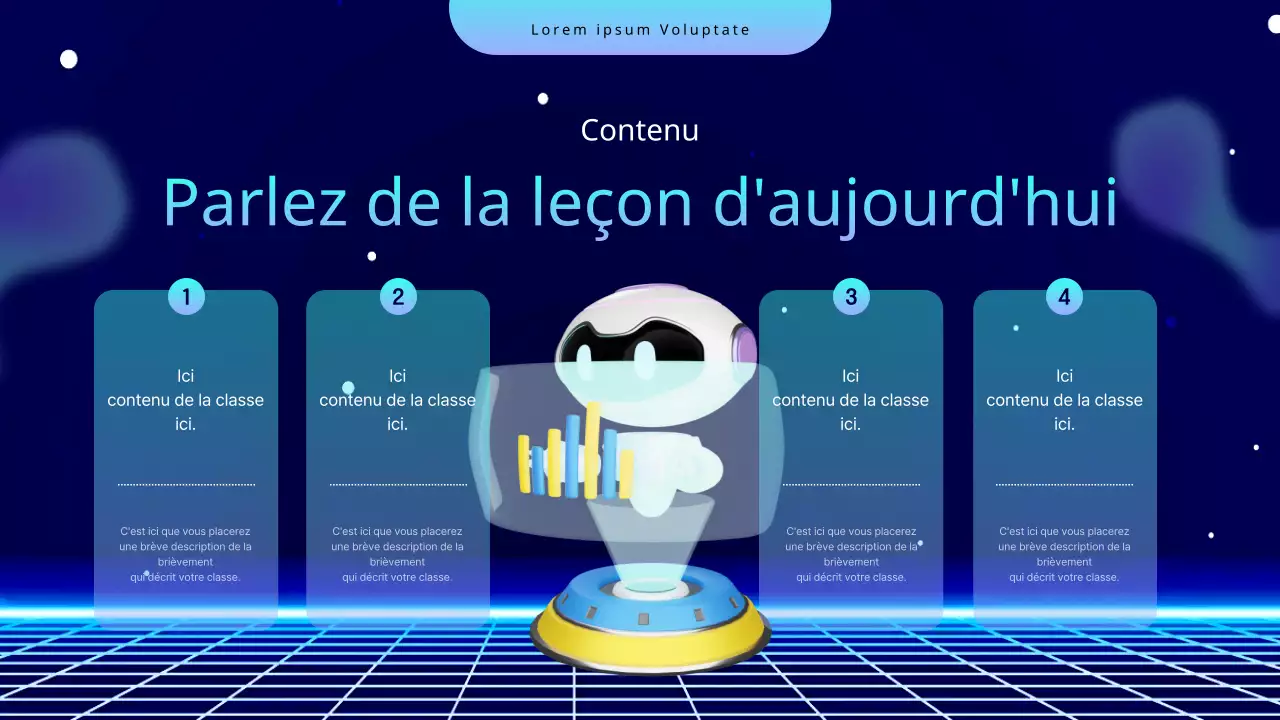 Cybernetic Science Day Chatbot Lesson Plan in Navy Blue and Light Blue