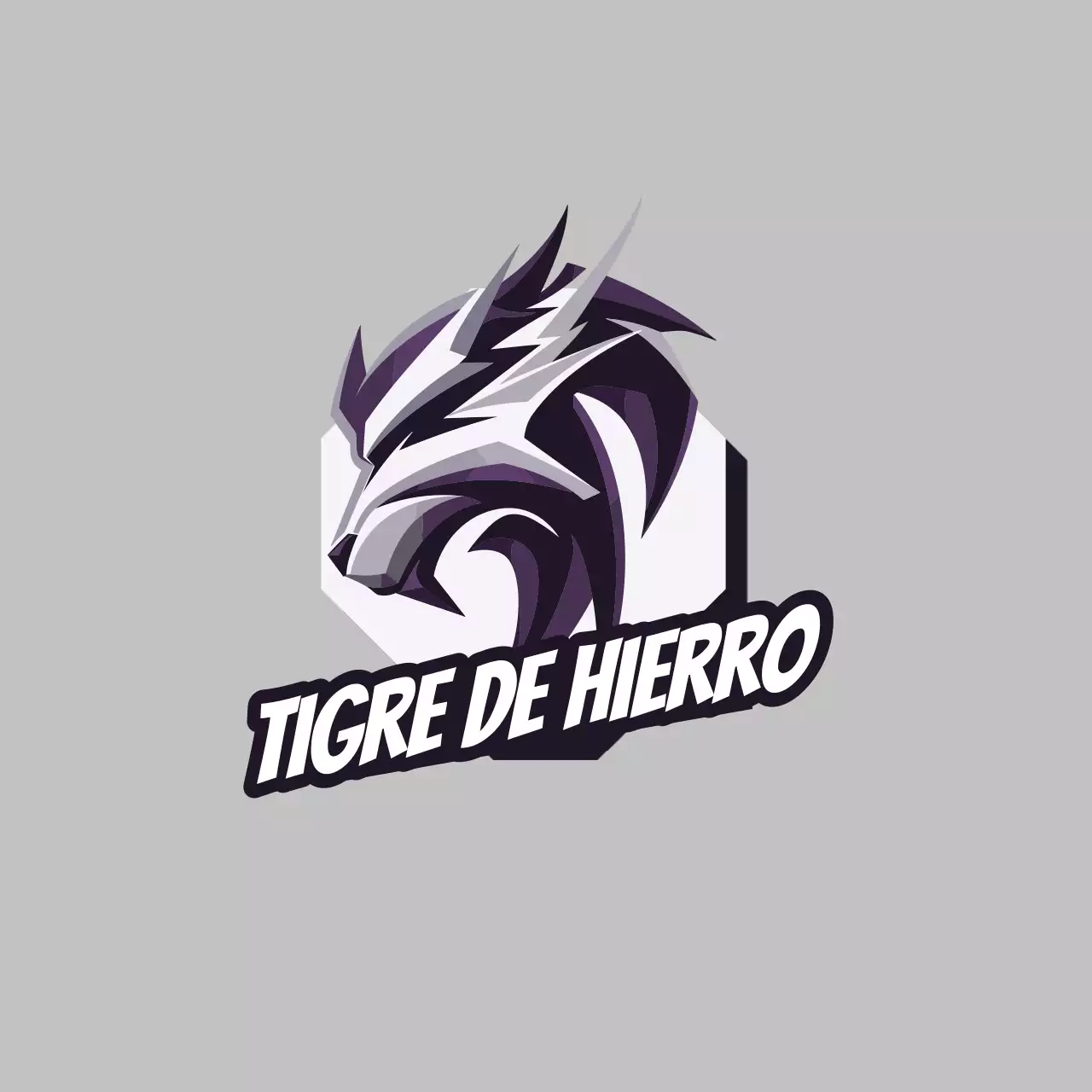 Logotipo geométrico gris y morado de eSports Flyer