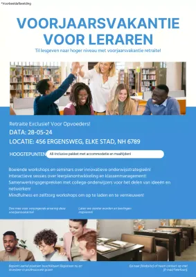 Retraites voor leerkrachten in de voorjaarsvakantie promoten