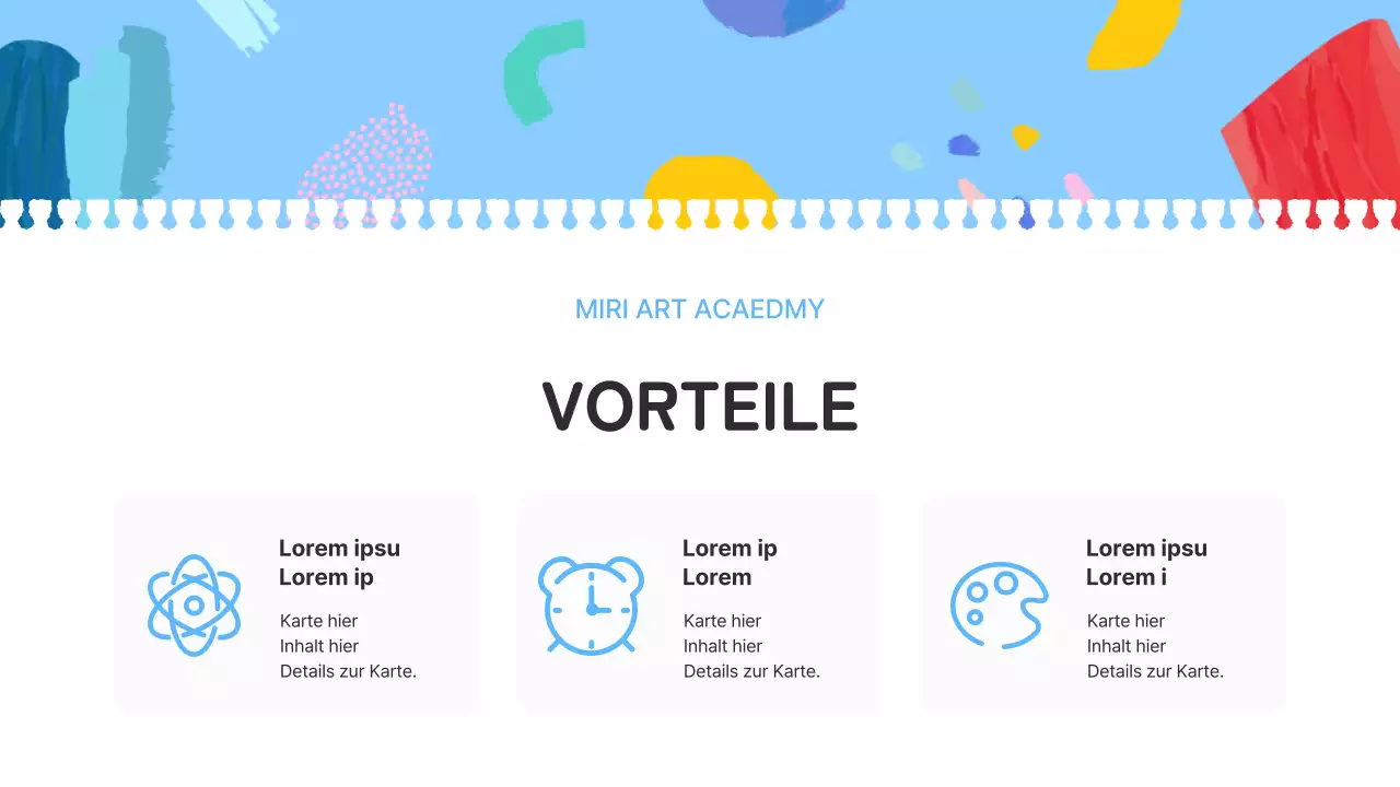 Eine hellblaue und rosa Einführung in eine schöne Kunstschule