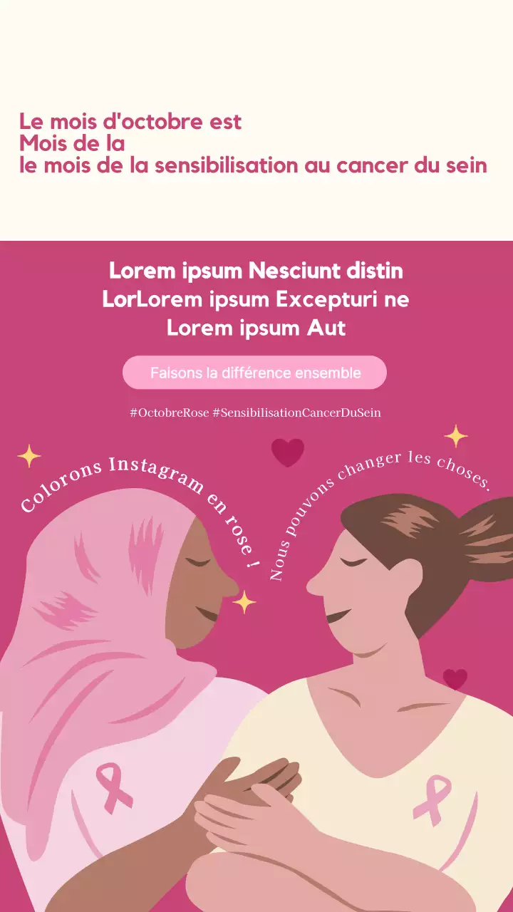 Pink and Ivory Modern October Breast Cancer Awareness Campaign (campagne de sensibilisation au cancer du sein)
