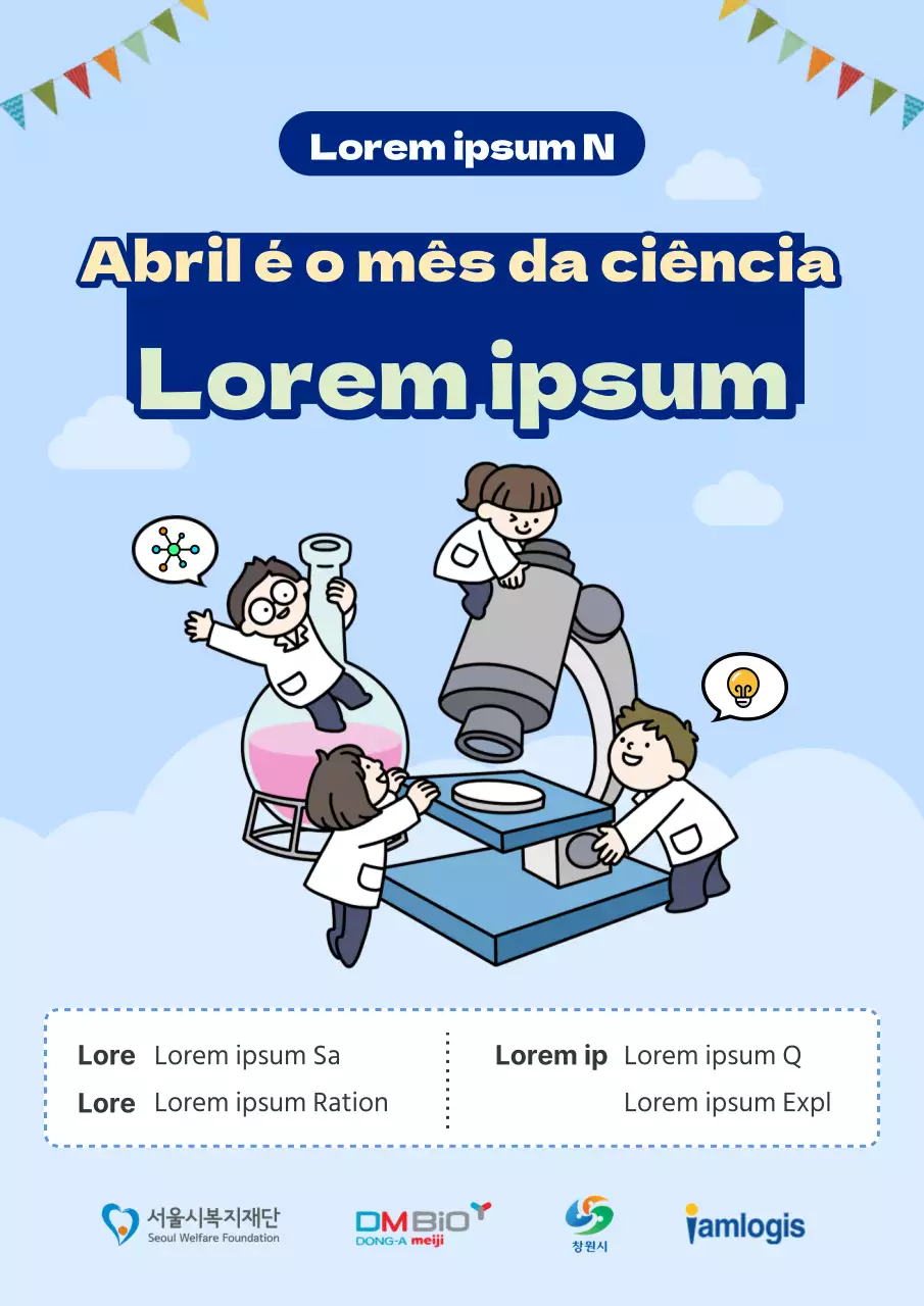 Folheto giro do Dia da Química em azul claro