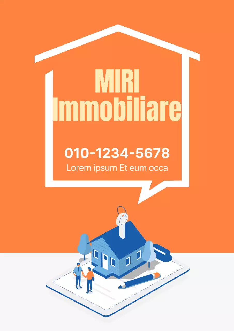 Semplice manifesto pubblicitario immobiliare in arancione