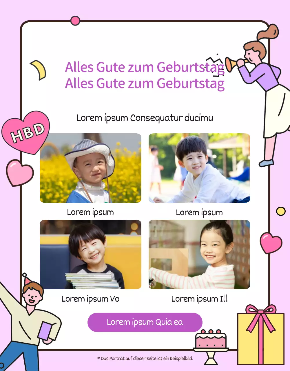 Elternmitteilung für rosa und süße Kindergärtnerinnen