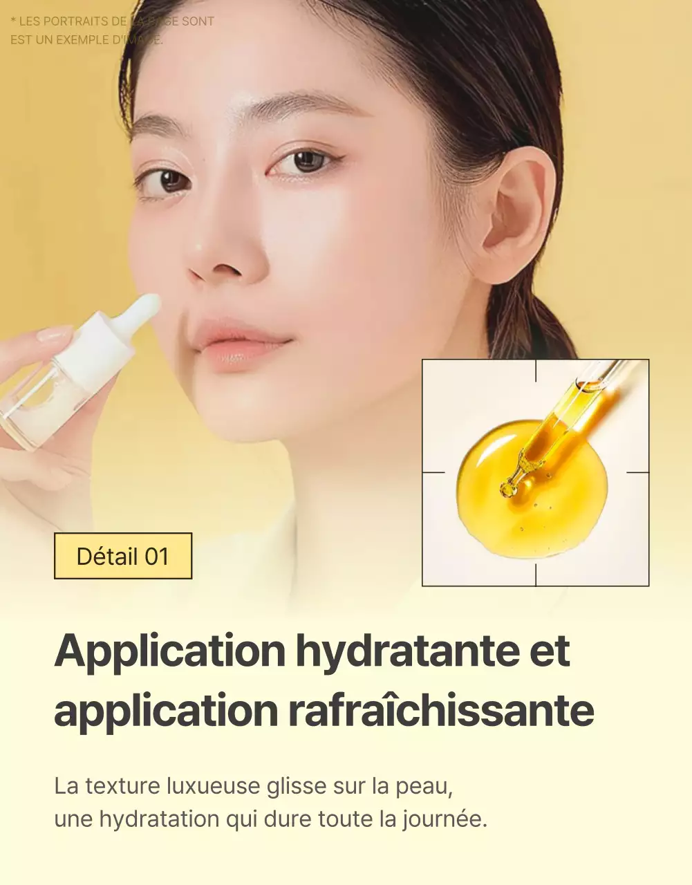 Promotion simple, optimisée pour les mobiles et détaillée sur les soins de la peau en jaune et orange