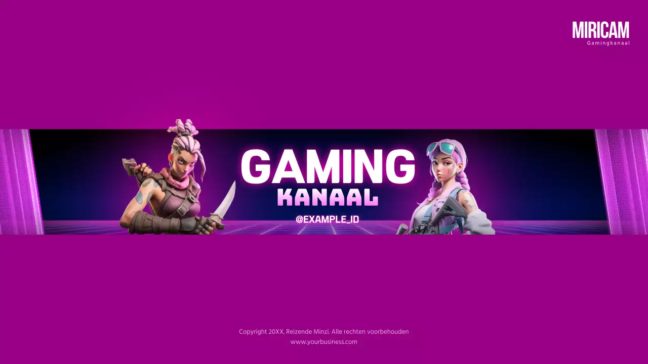 Cyberpunk-stijl YouTube-kanaal in zwart en paars met kunst cover