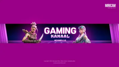 Cyberpunk-stijl YouTube-kanaal in zwart en paars met kunst cover