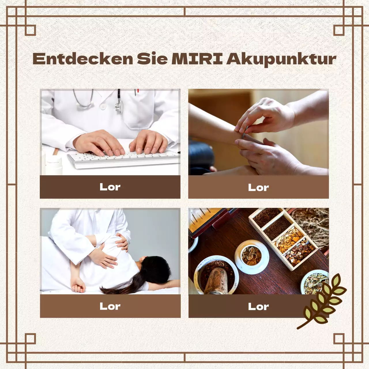 Braune, orientalische Kräuterheilkunde-Rezeptanzeige für eine chinesische Klinik.