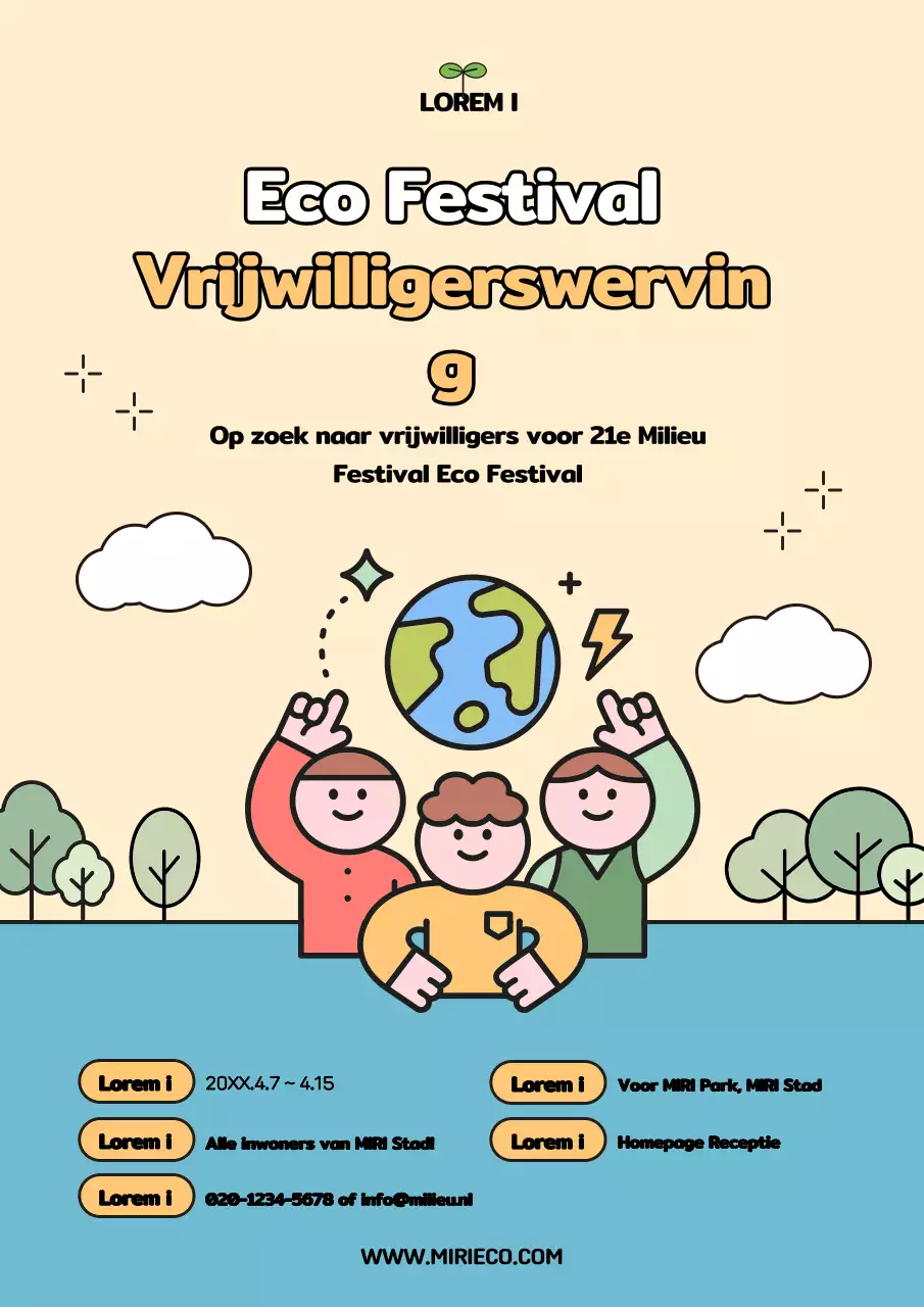 Gele en blauwe eco-festival vrijwilligers gezocht voor het festival van dit jaar