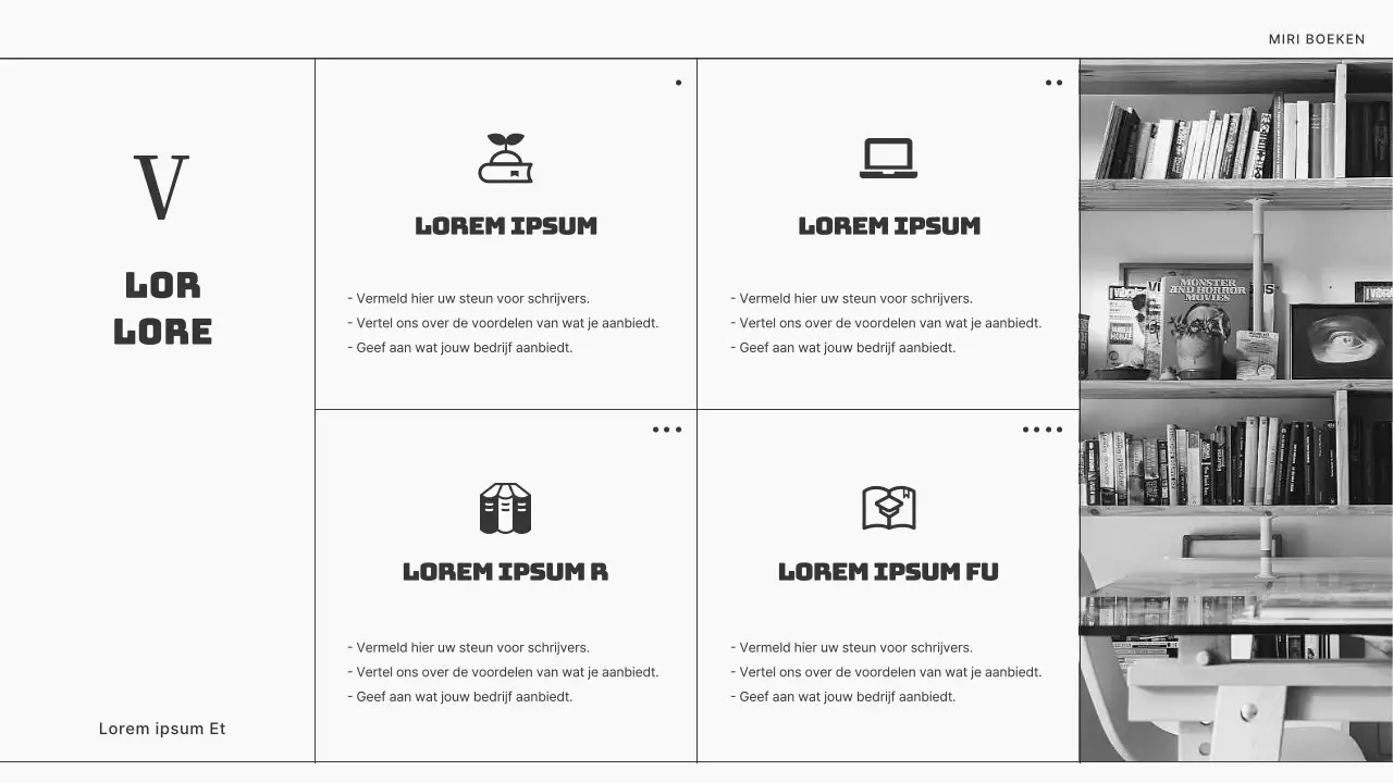 Een eenvoudig zwart-wit boekvoorstel