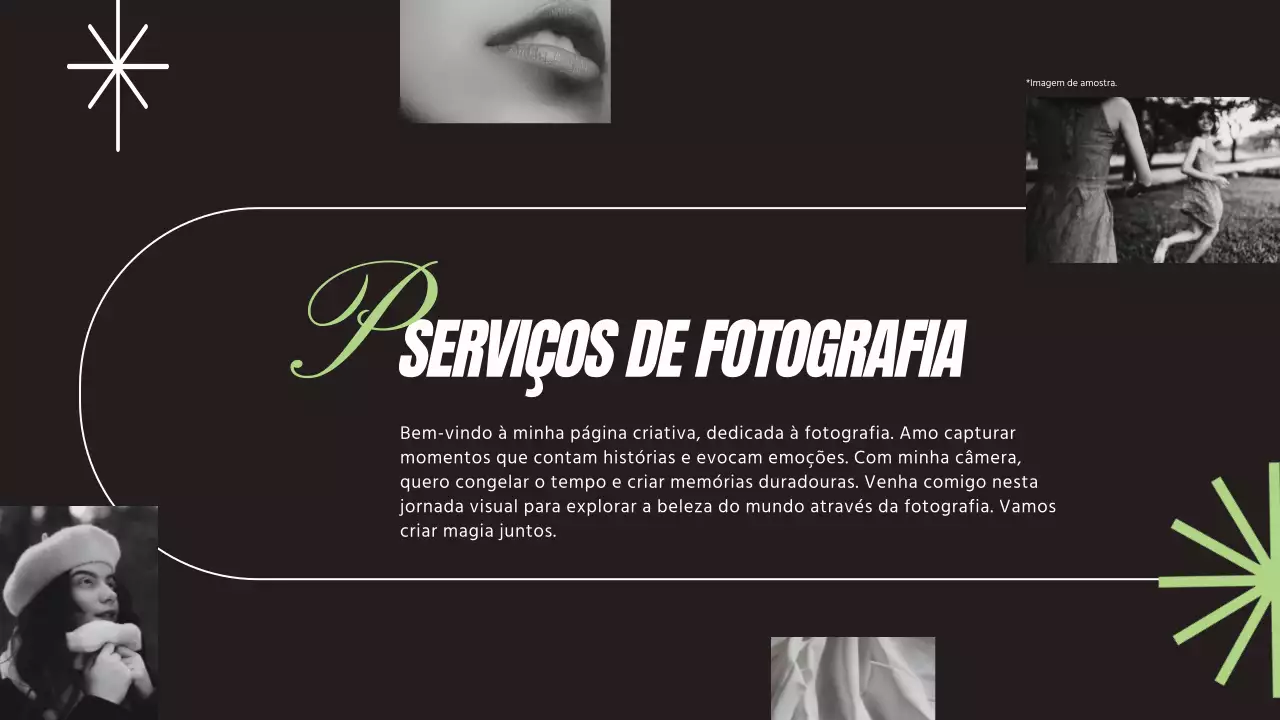 Preto Lima e Branco Moderno Elegante Tendência Geométrica Serviços de Fotógrafo Introdução da Empresa