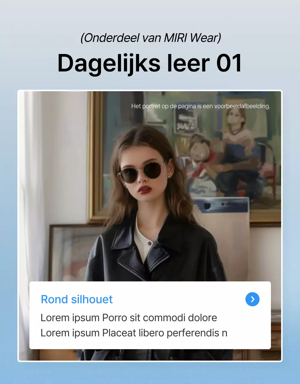 Promoot een trendy blauw-witte fashion mobiele detailpagina