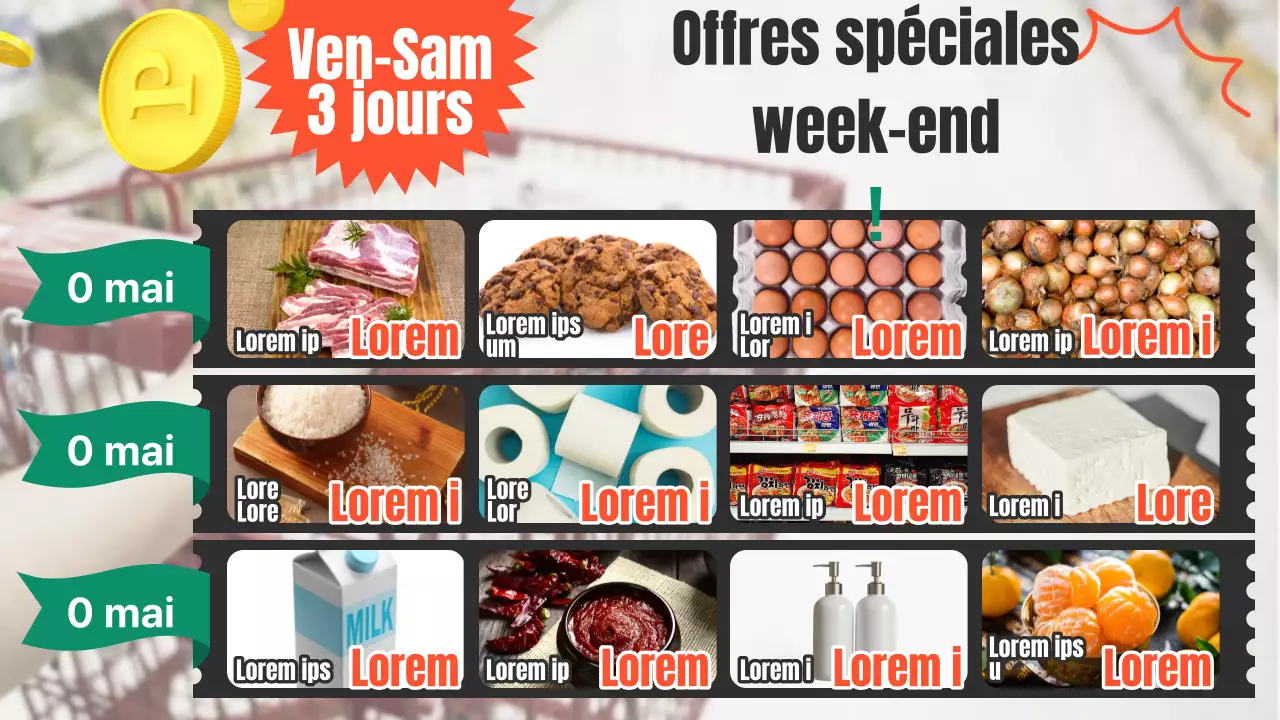 A propos du prospectus d'épicerie pop-art orange et vert