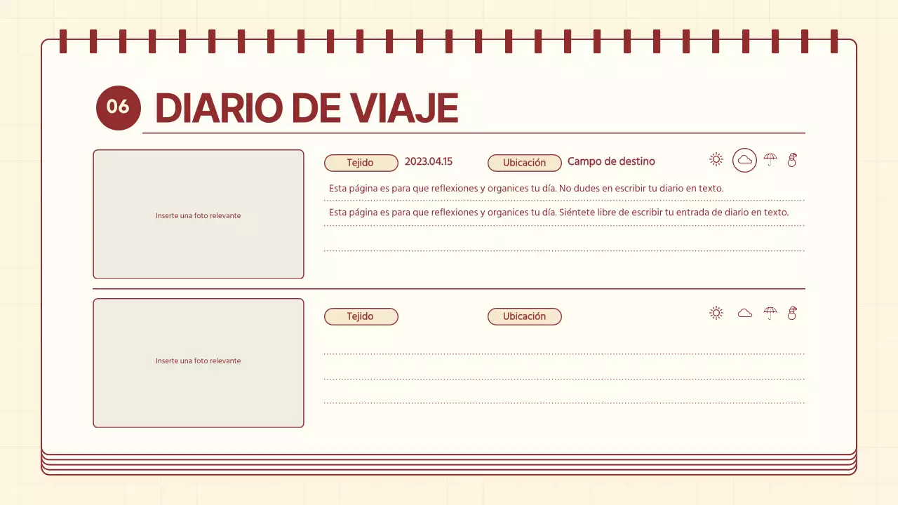 Un itinerario acogedor en rojo y marfil