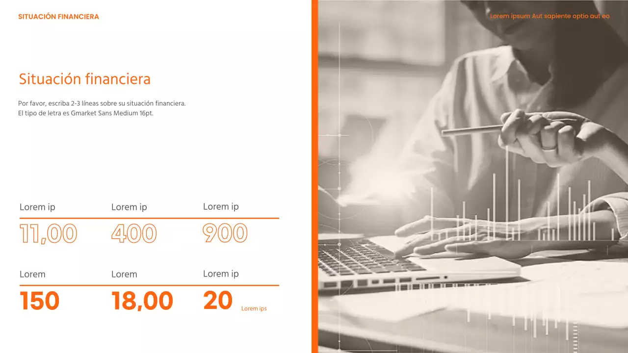 Un moderno membrete de empresa de productos químicos industriales pesados en naranja y blanco