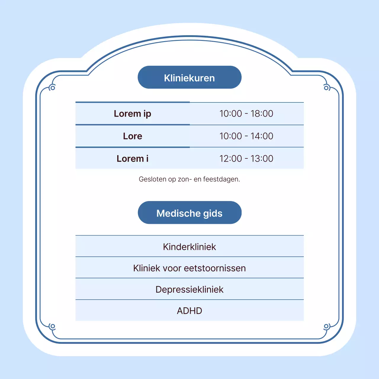 Eenvoudige advertentie met ziekenhuislogo in lichtblauw