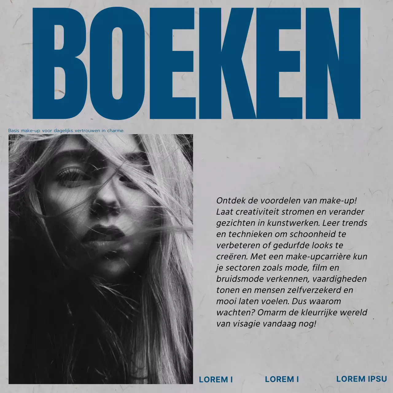 Grijs Blauw en Wit Trend Make-up Artist Beauty School Promotie