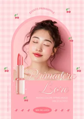 Una nuova pubblicità di colori per un bel rossetto nei colori rosa e avorio.