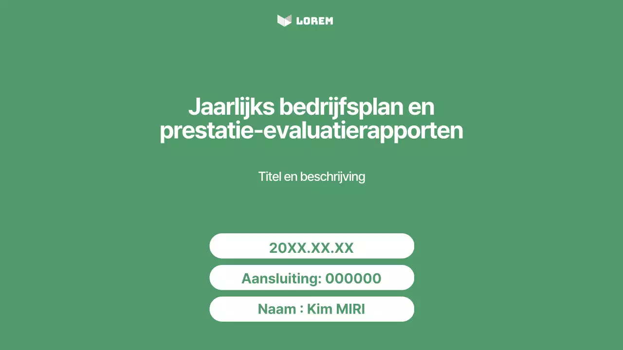 Een eenvoudig bedrijfsplan en evaluatierapport in groen
