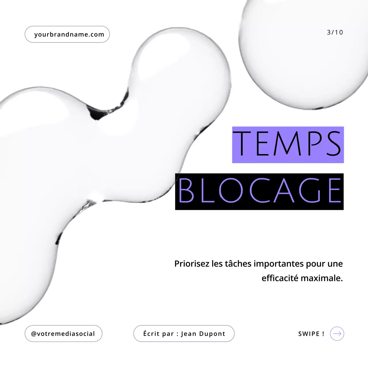 Guide de productivité et de flux de travail moderne en violet et blanc