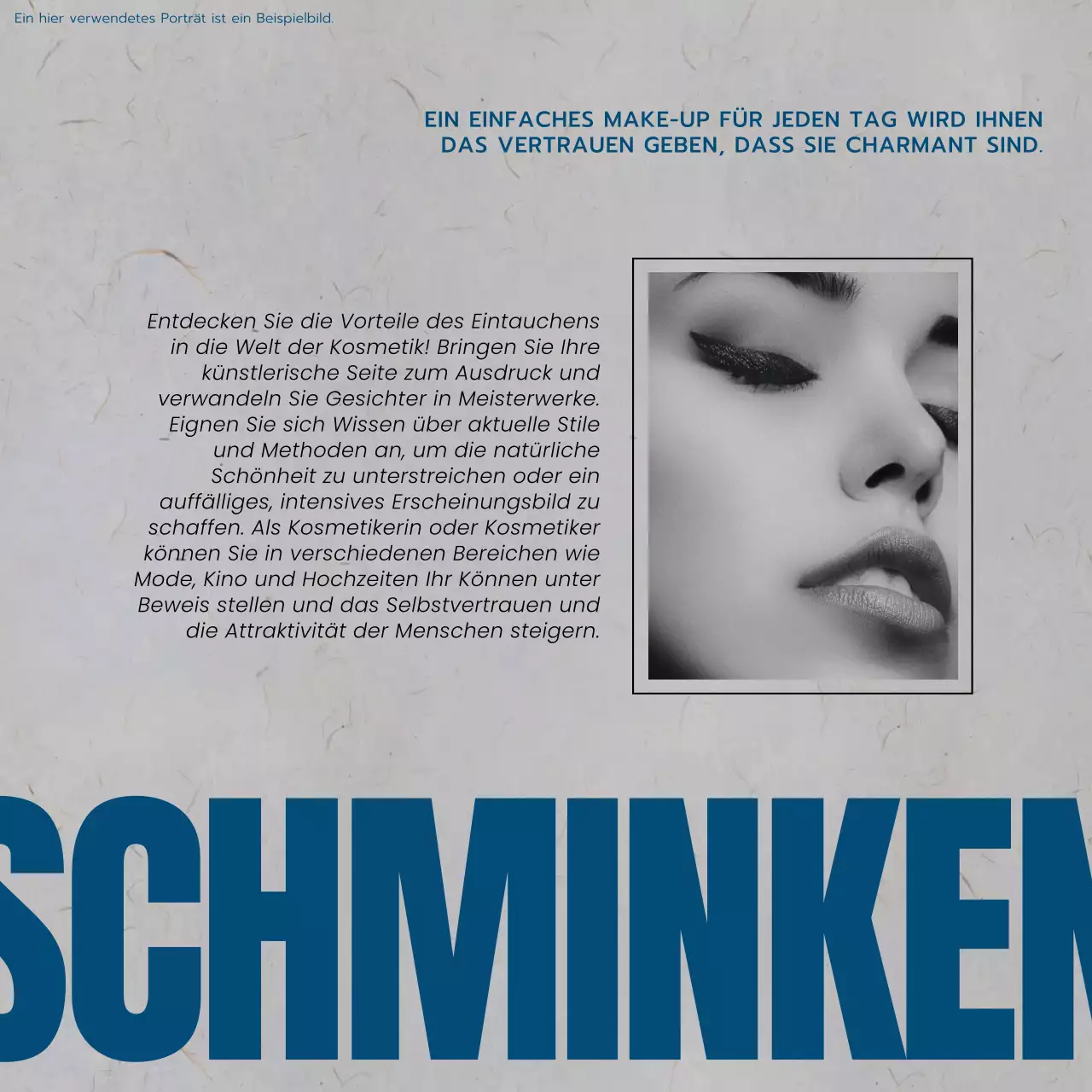 Grau Blau und Weiß Trend Makeup Artist Beauty School Promotion