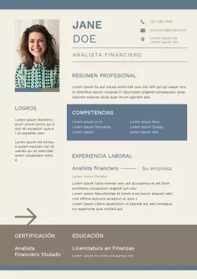 Blue Modern Analista financiero Curriculum vitae