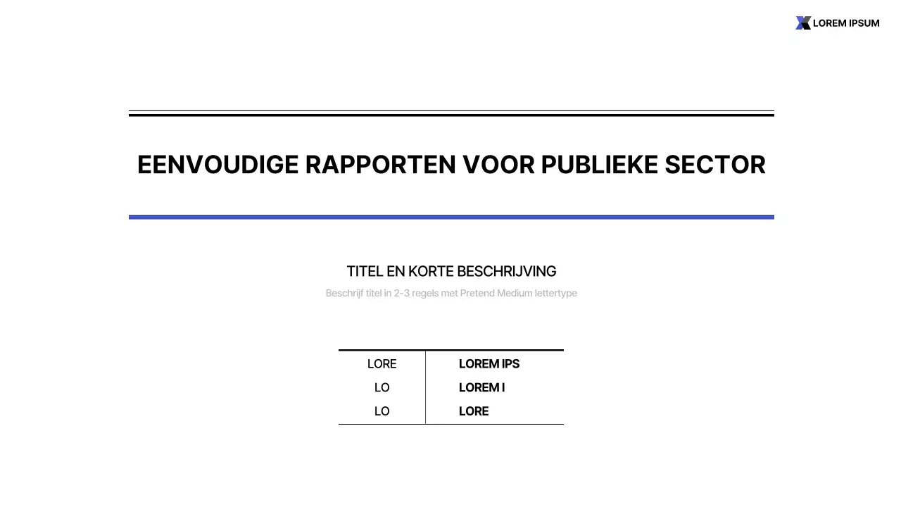 Eenvoudig blauw en wit rapport voor de publieke sector