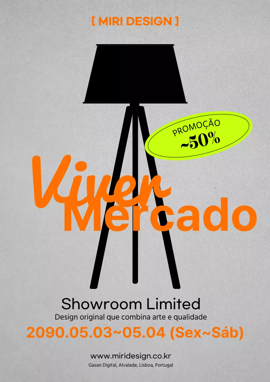 Anúncio de interior minimalista em cor de laranja