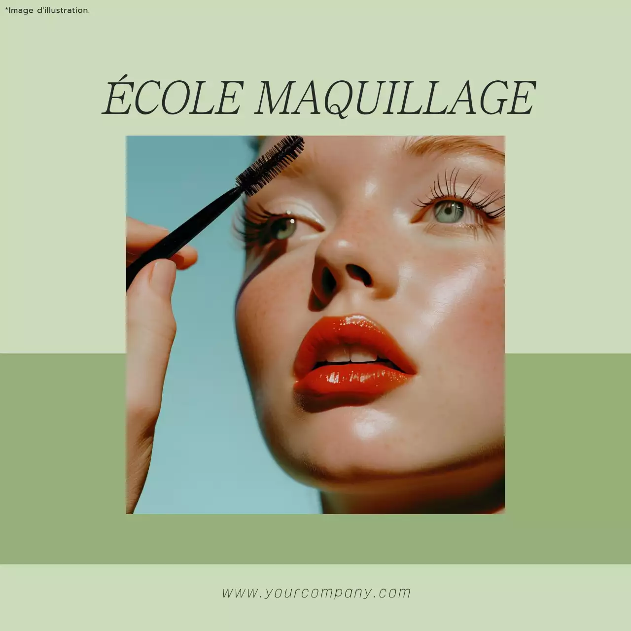 Cadre photo moderne vert et noir Maquillage École de beauté Promotion