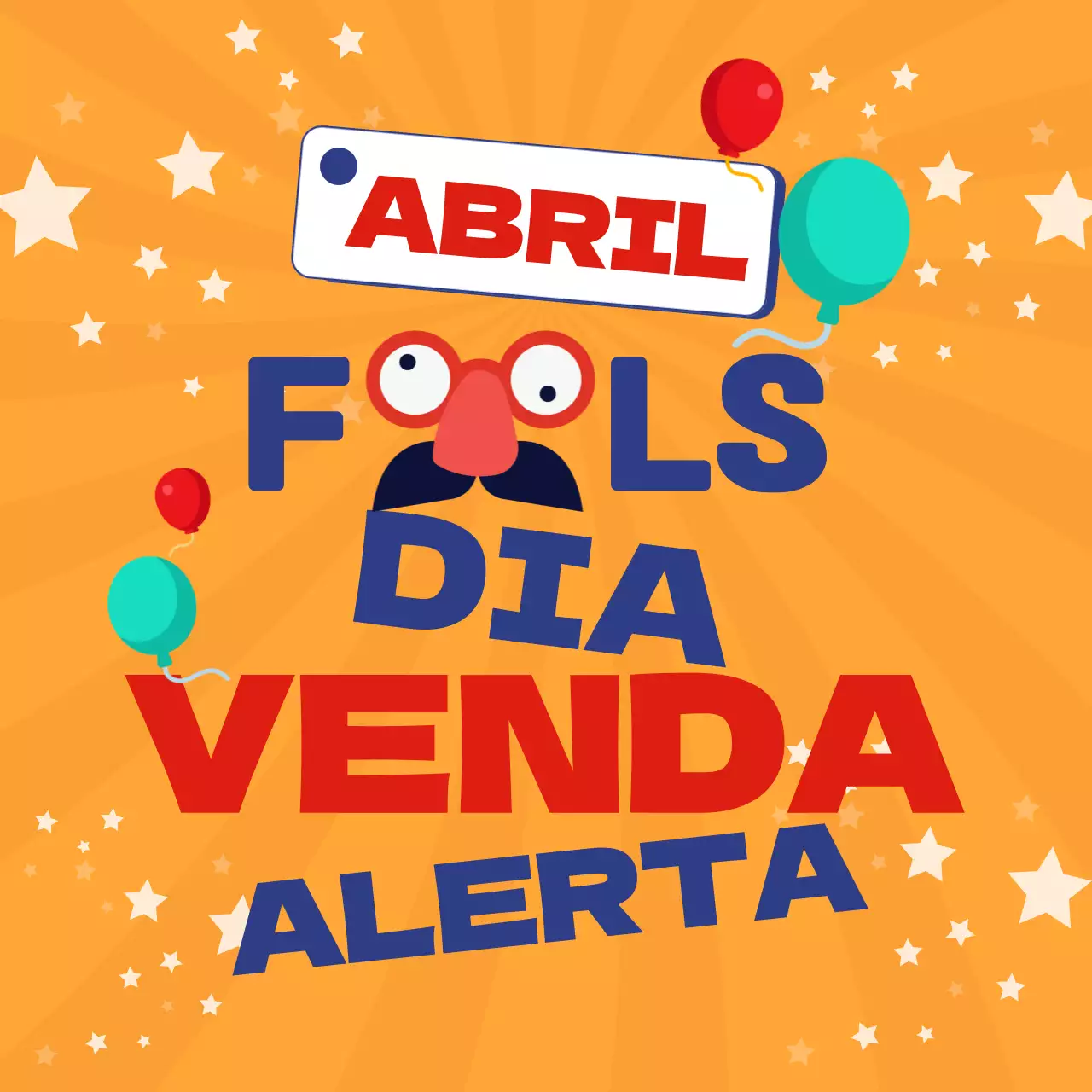 Amarelo Vermelho Azul Dia da Mentira Promoção de saldos