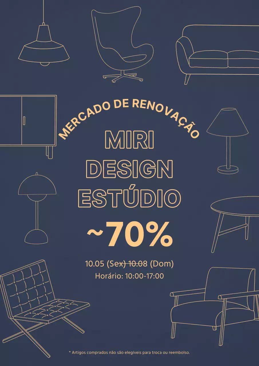 Anúncio de interior minimalista azul-marinho