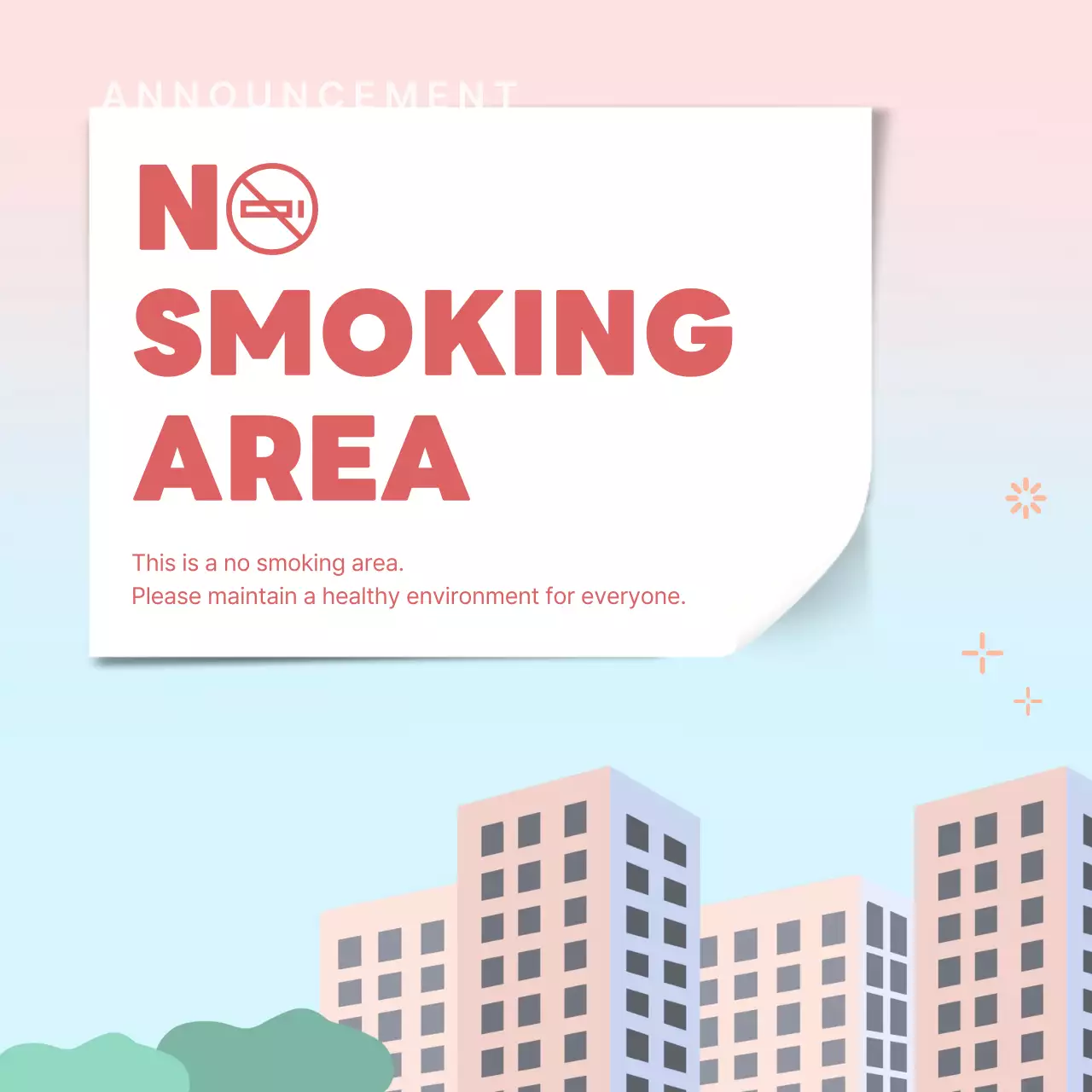 Red Modern 금연 공지 소셜 미디어 게시물