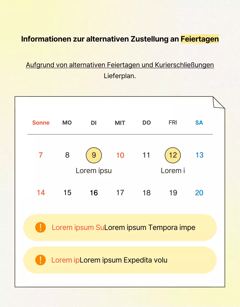 Einfache gelbe und orangefarbene Hinweise und Vorsichtsmaßnahmen für die Optimierung des Mobilfunks fördern