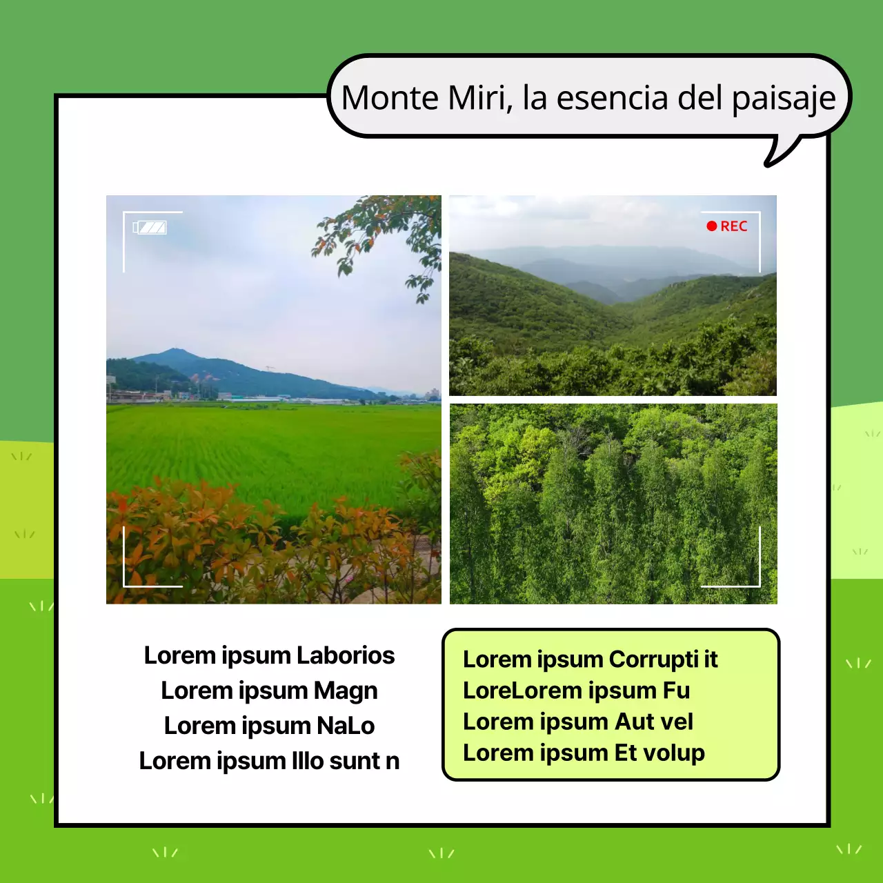 Una guía sencilla de experiencias rurales en verde y azul claro