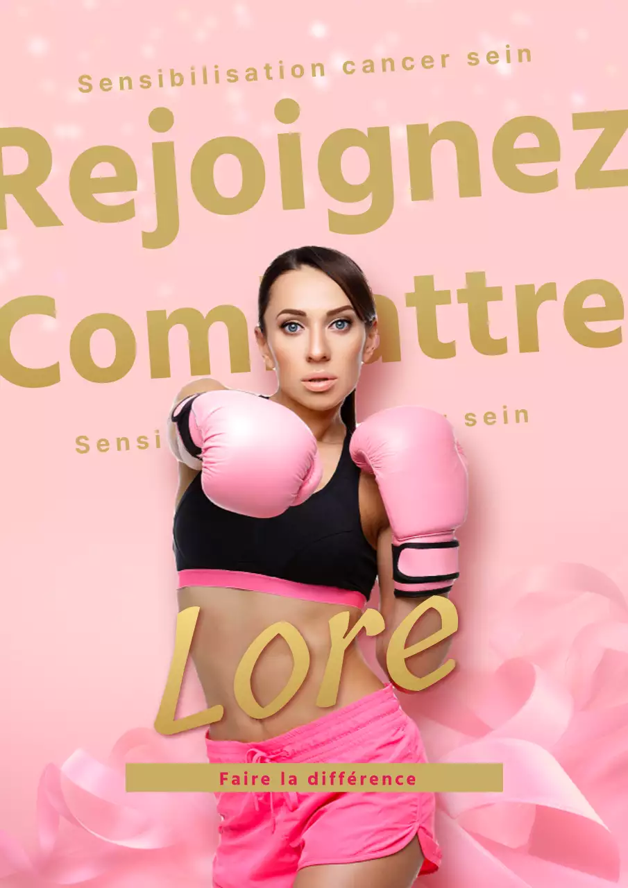 Affiche publicitaire pour une école de boxe en rose