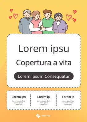 Una simpatica pubblicità arancione e gialla per l'assicurazione sulla vita