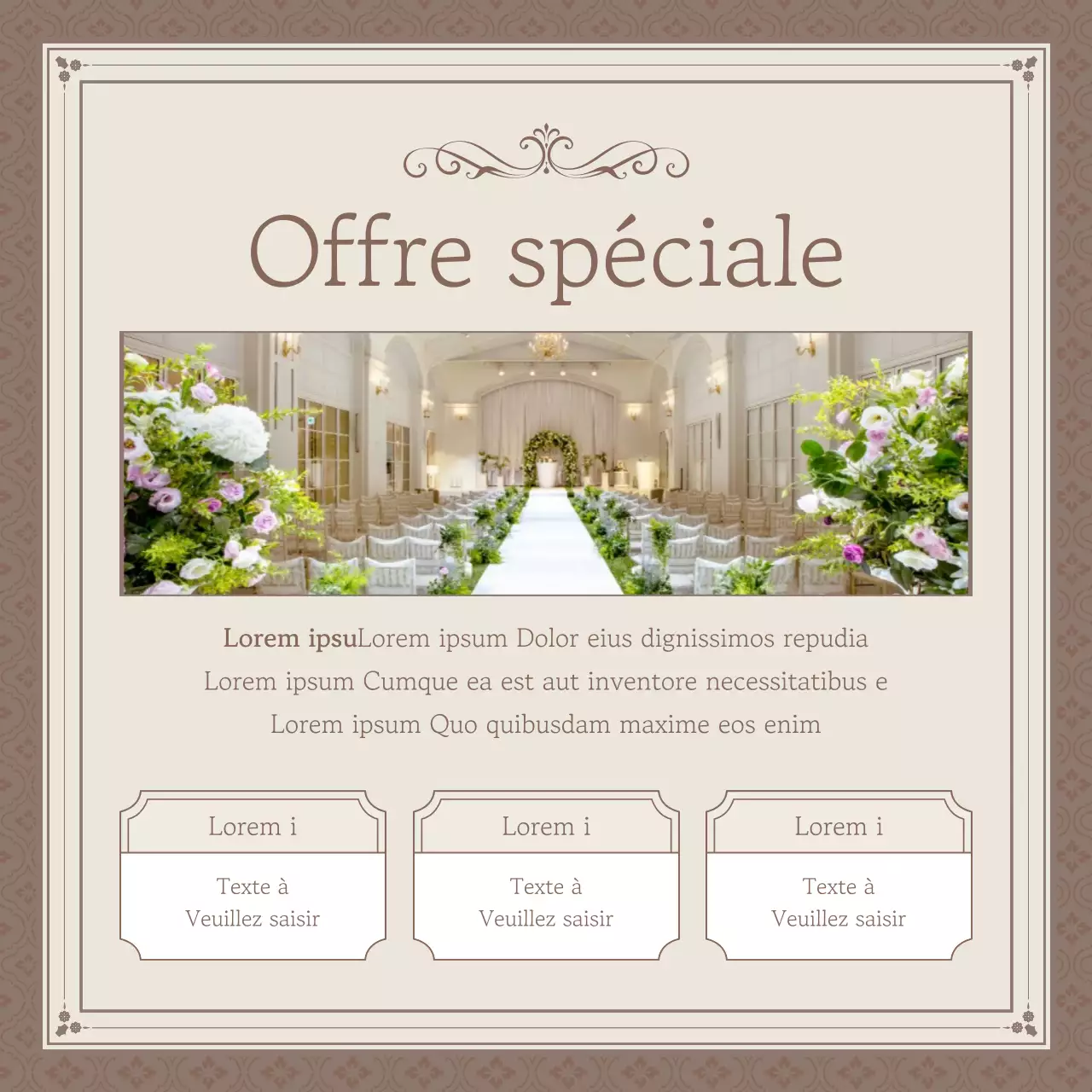 Promouvoir un lieu de mariage classique dans les tons beige et ivoire