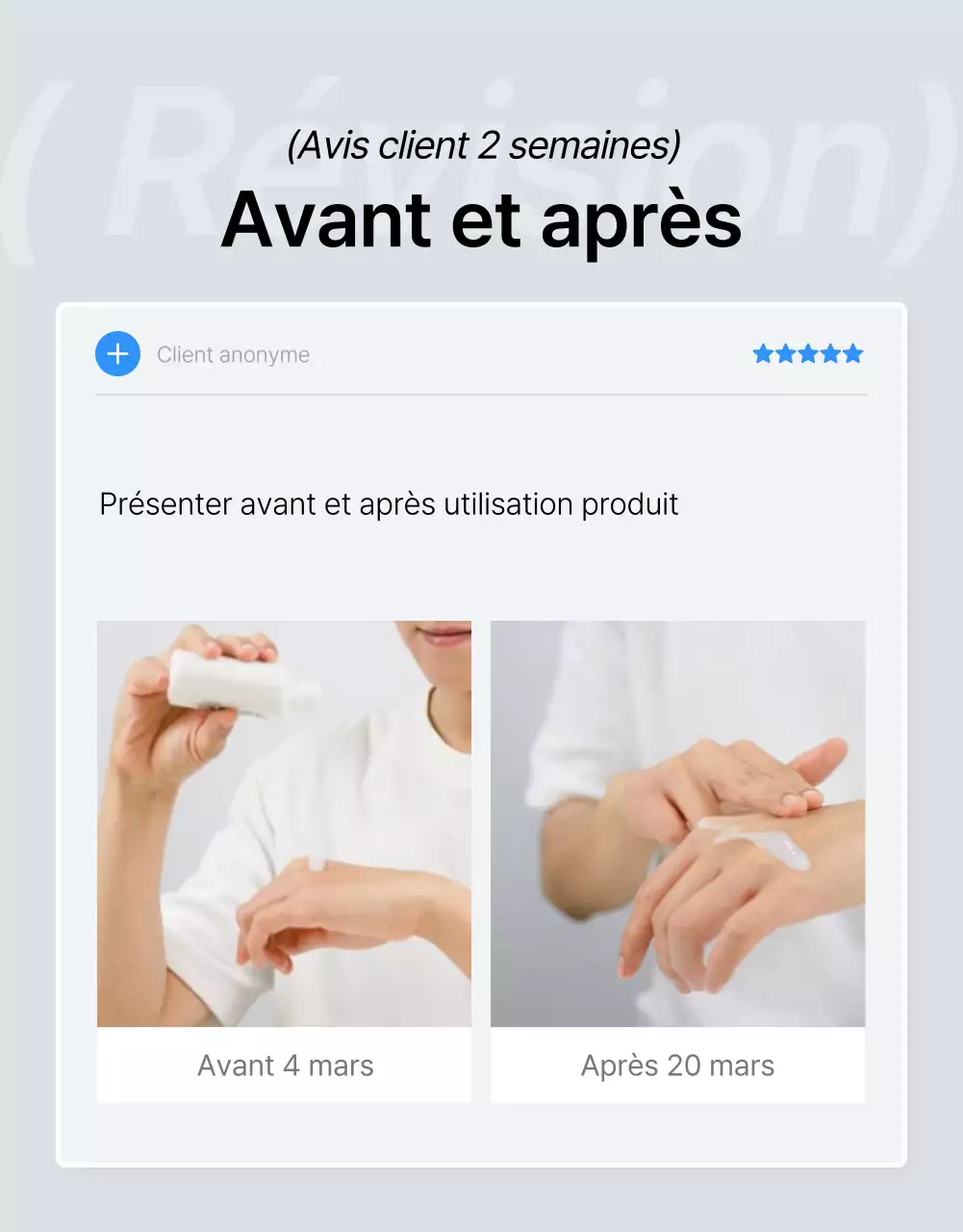 Promouvoir l'examen d'une page de détails sur la mode en bleu et gris