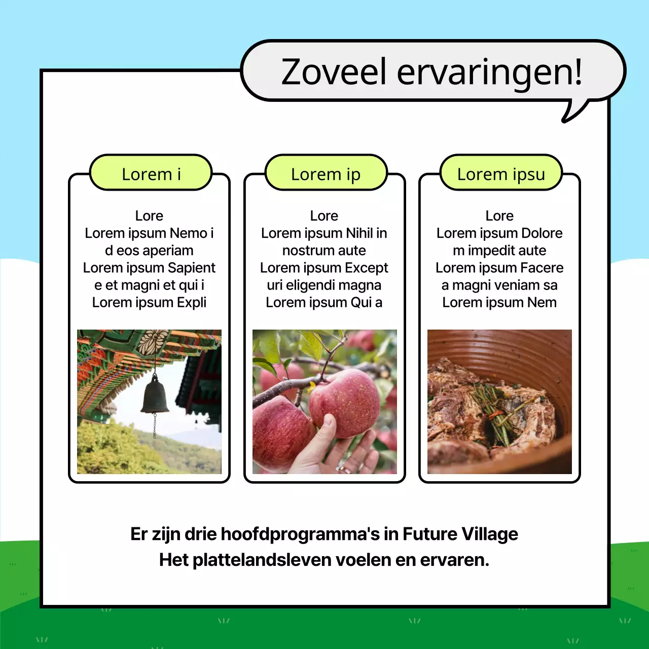 Een eenvoudige gids voor landelijke ervaringen in groen en lichtblauw