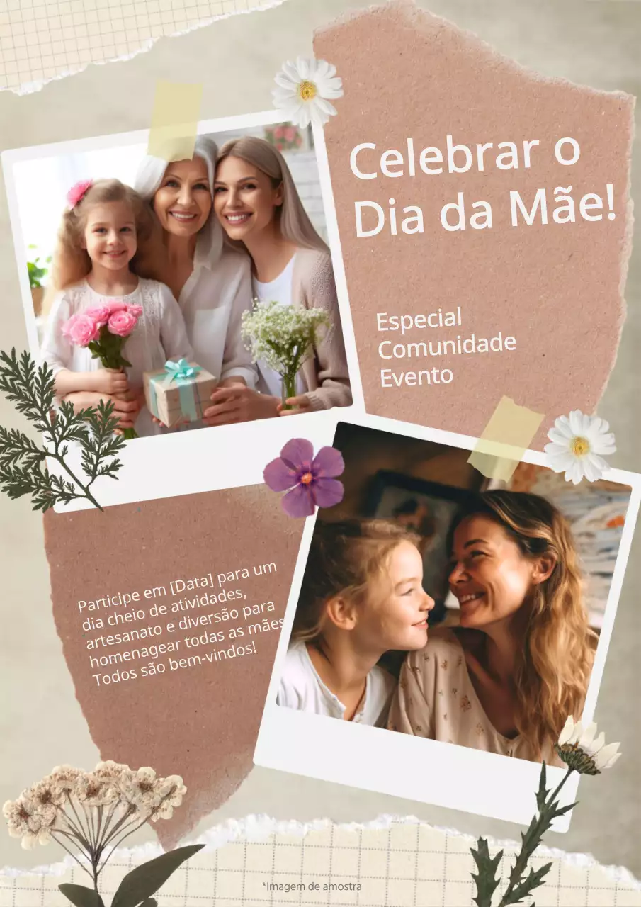 Material promocional vintage bege e branco para o Dia da Mãe