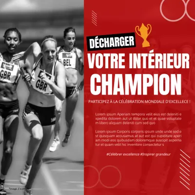 Publicité pour un événement sportif moderne rouge et blanc
