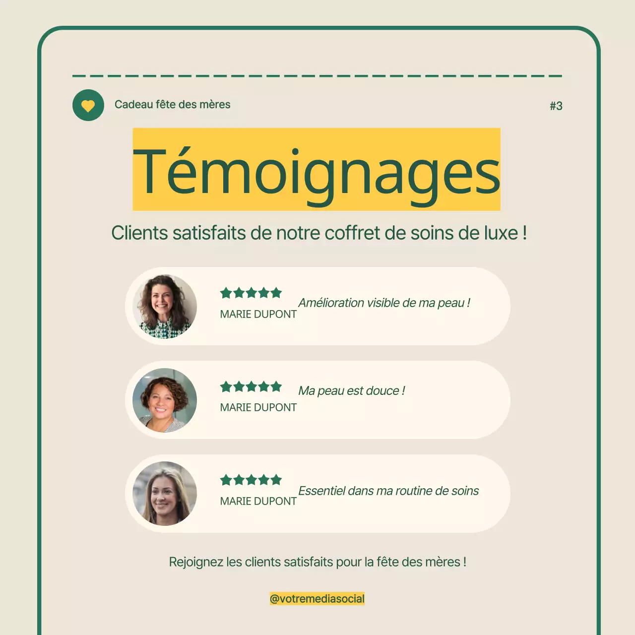 Vert Beige Simple Moderne Fête des mères Giveaway Announcement Instagram Carousel