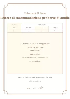 Informazioni sulla lettera di raccomandazione semplice per borse di studio in marrone e avorio