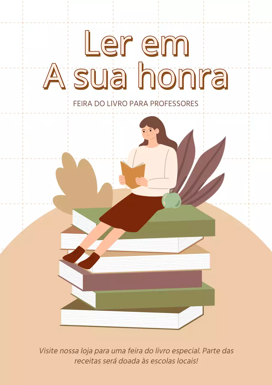 Promoção do livro de maio ilustrado em marfim e castanho